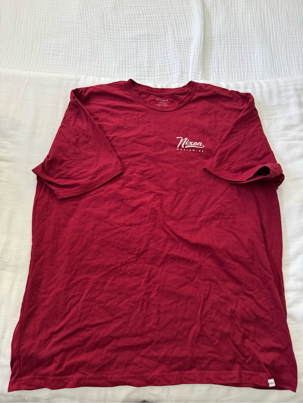 Nixon Short Sleeve Logo Tee in Burgundy Red